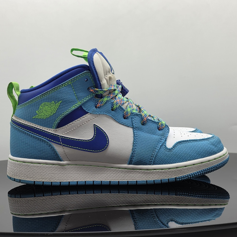 Gorp Jordan 1 Mid SE GS Sprite Blue Youth 7Y UK6 EUR40 DA8010-400 Retro - Picture 1 of 8
